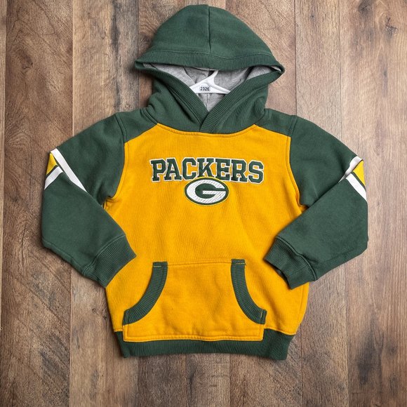 NFL Other - Green Bay Packers Hoodie Boys Large NFL Green Yellow Pullover Solid Pocket 2326